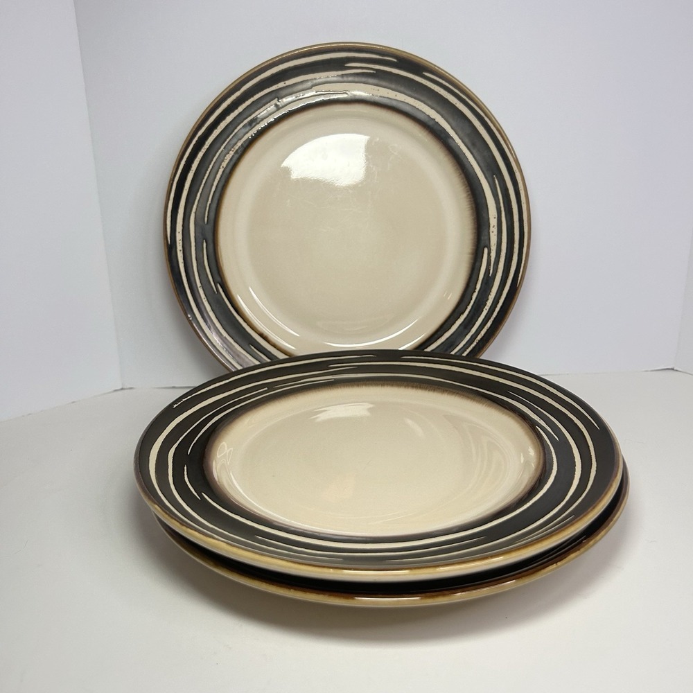 Set of 3 Scavo by Crate & Barrel Swirl Rim Salad Plates 8"